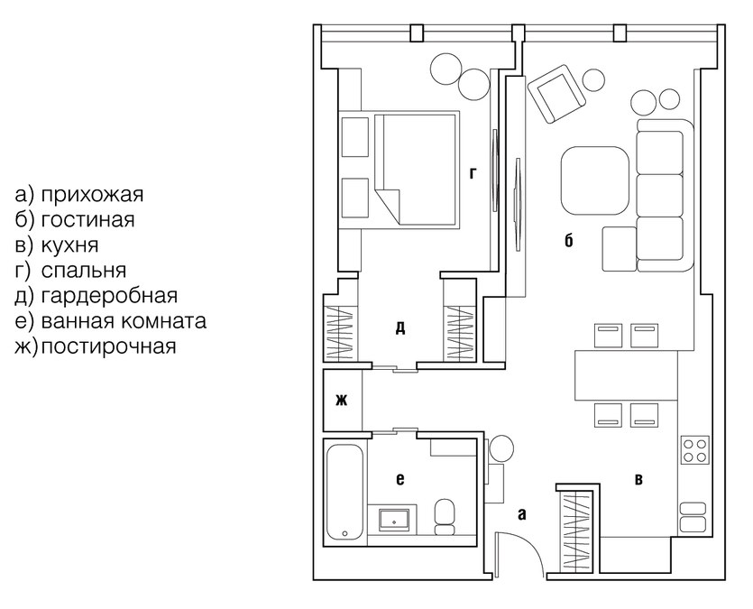 Лаконичный интерьер с авторской мебелью